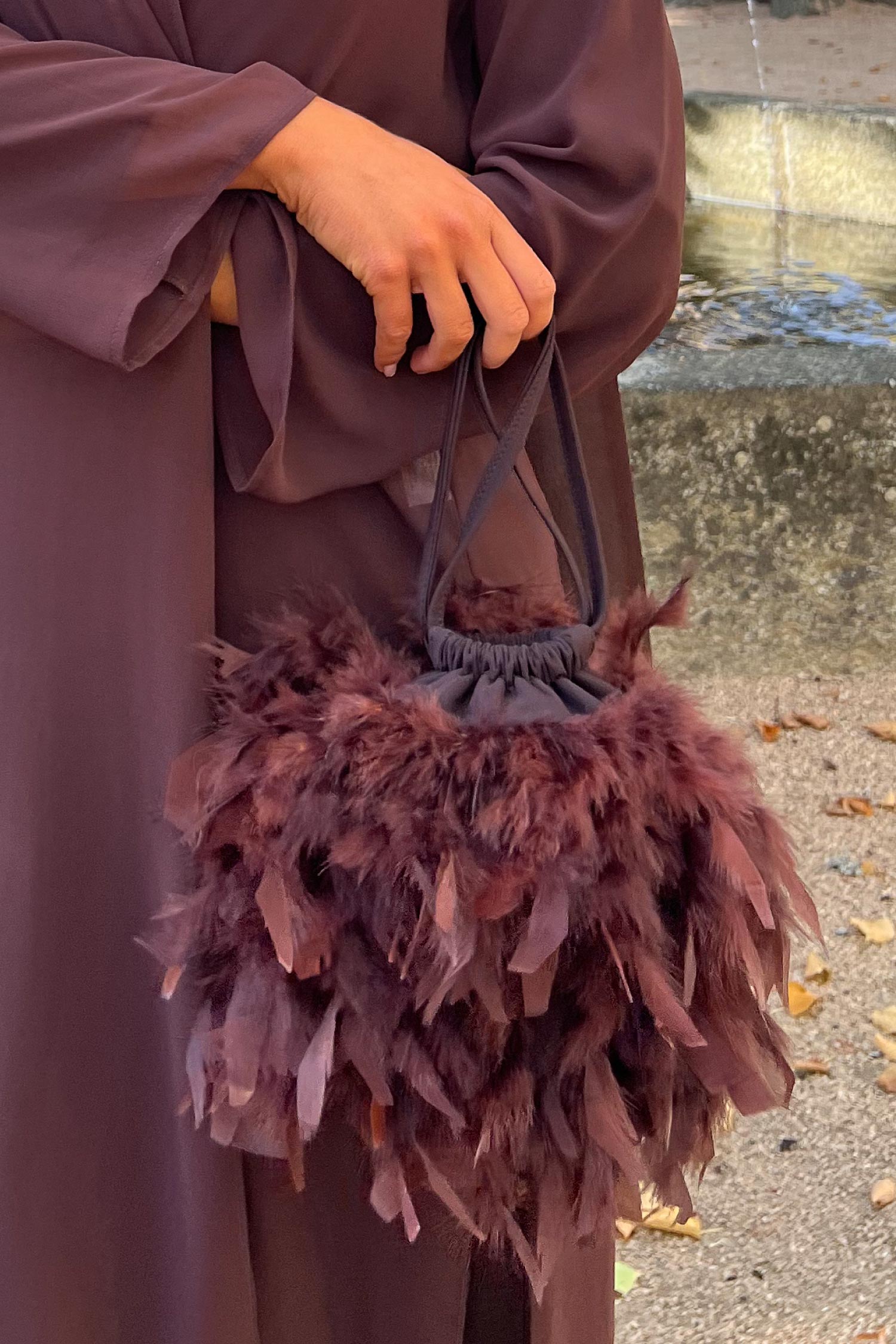 Bolso Bruna Plumas Marrón