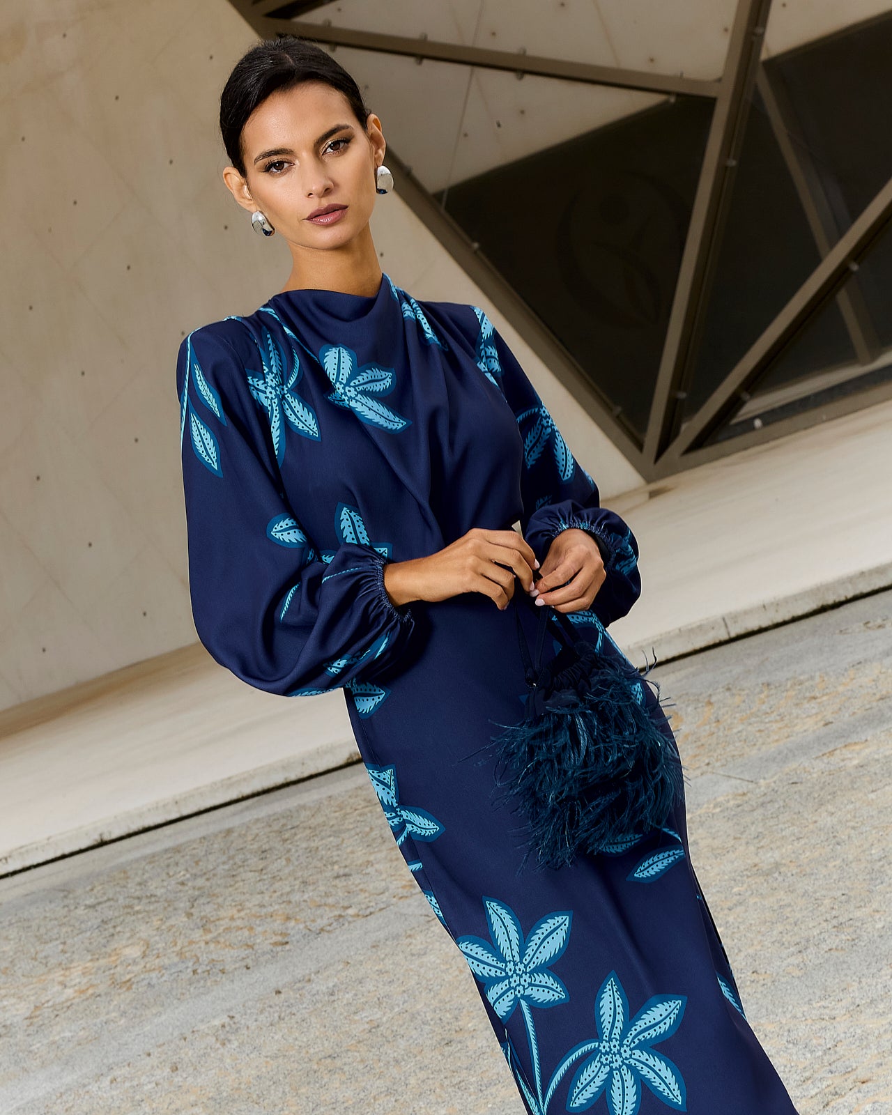 Bolso Bruna Plumas Azul marino