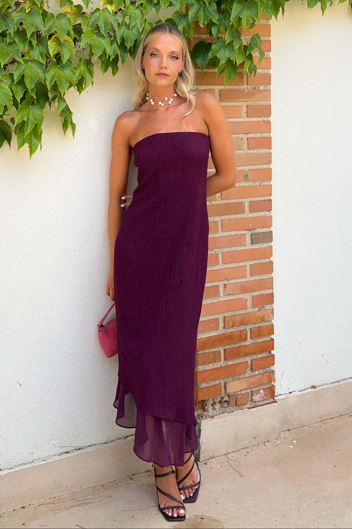 fitted lace wedding dress Fiamma Dress Aubergine