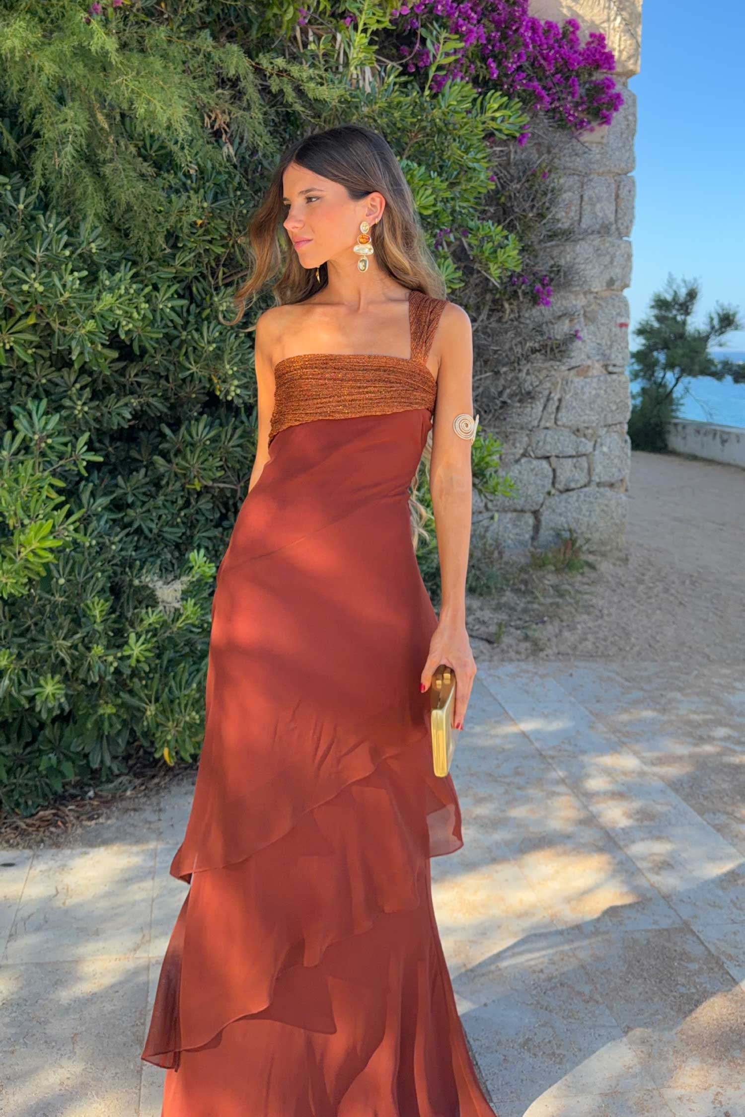copper chiffon dress Copper Bridesmaid Dresses