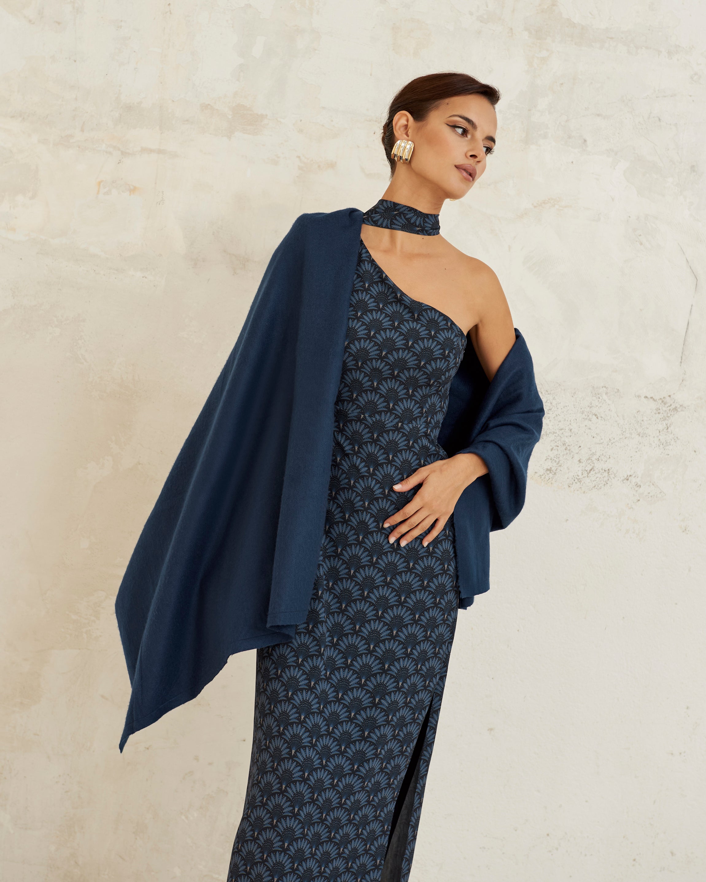 Châle en mohair Bleu marine
