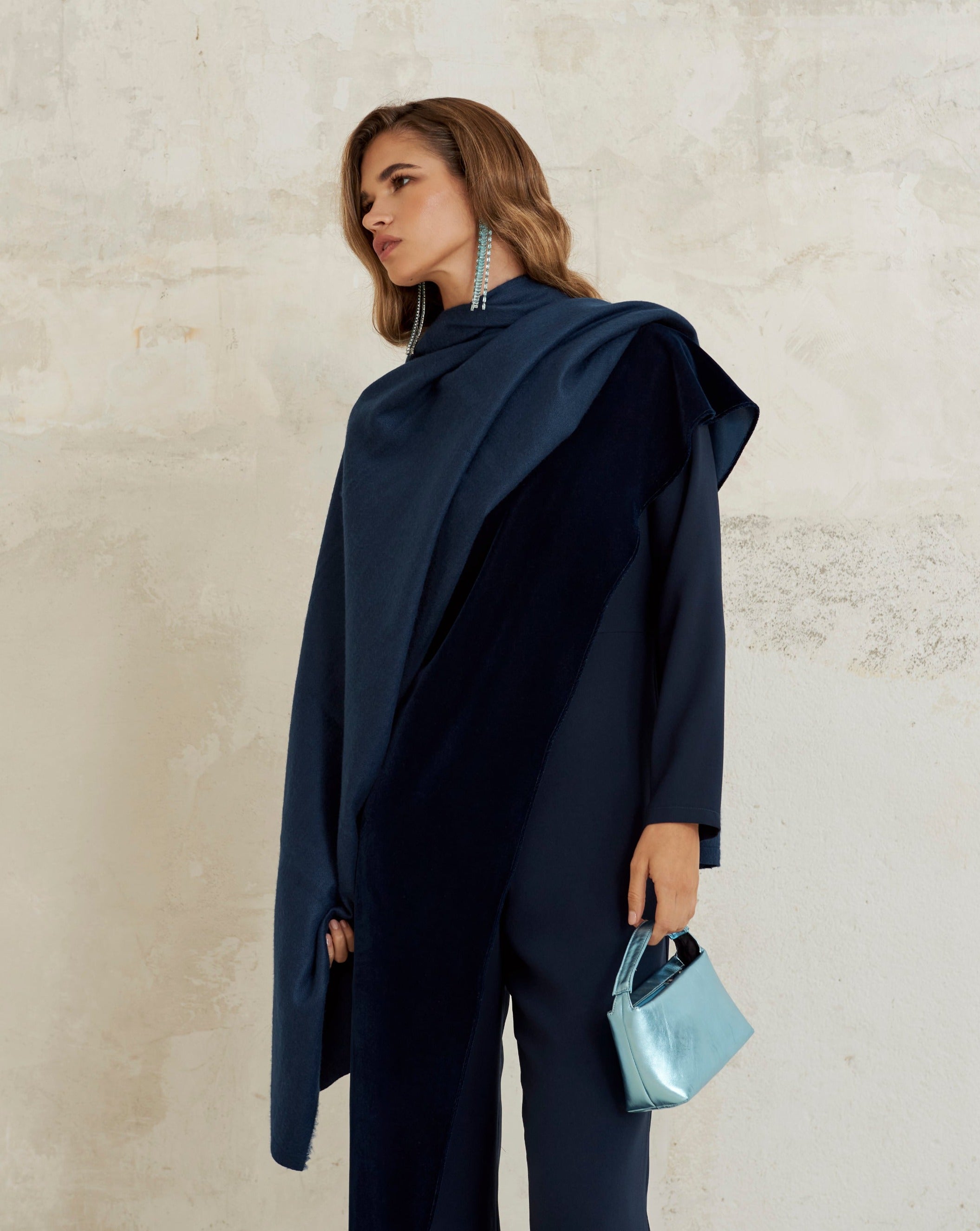 Châle en mohair Bleu marine