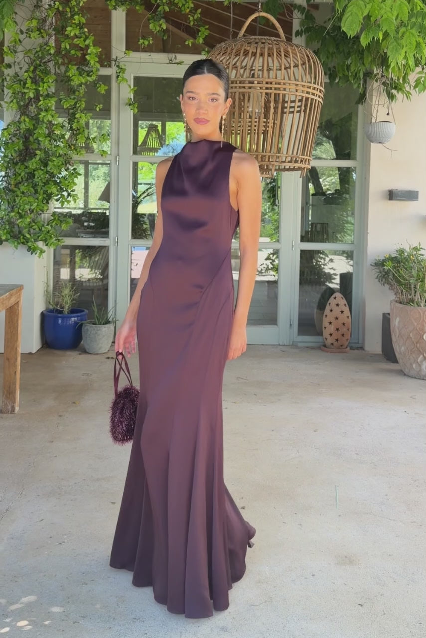 bellini bridesmaid dress Cherry Red Curved side cuts from