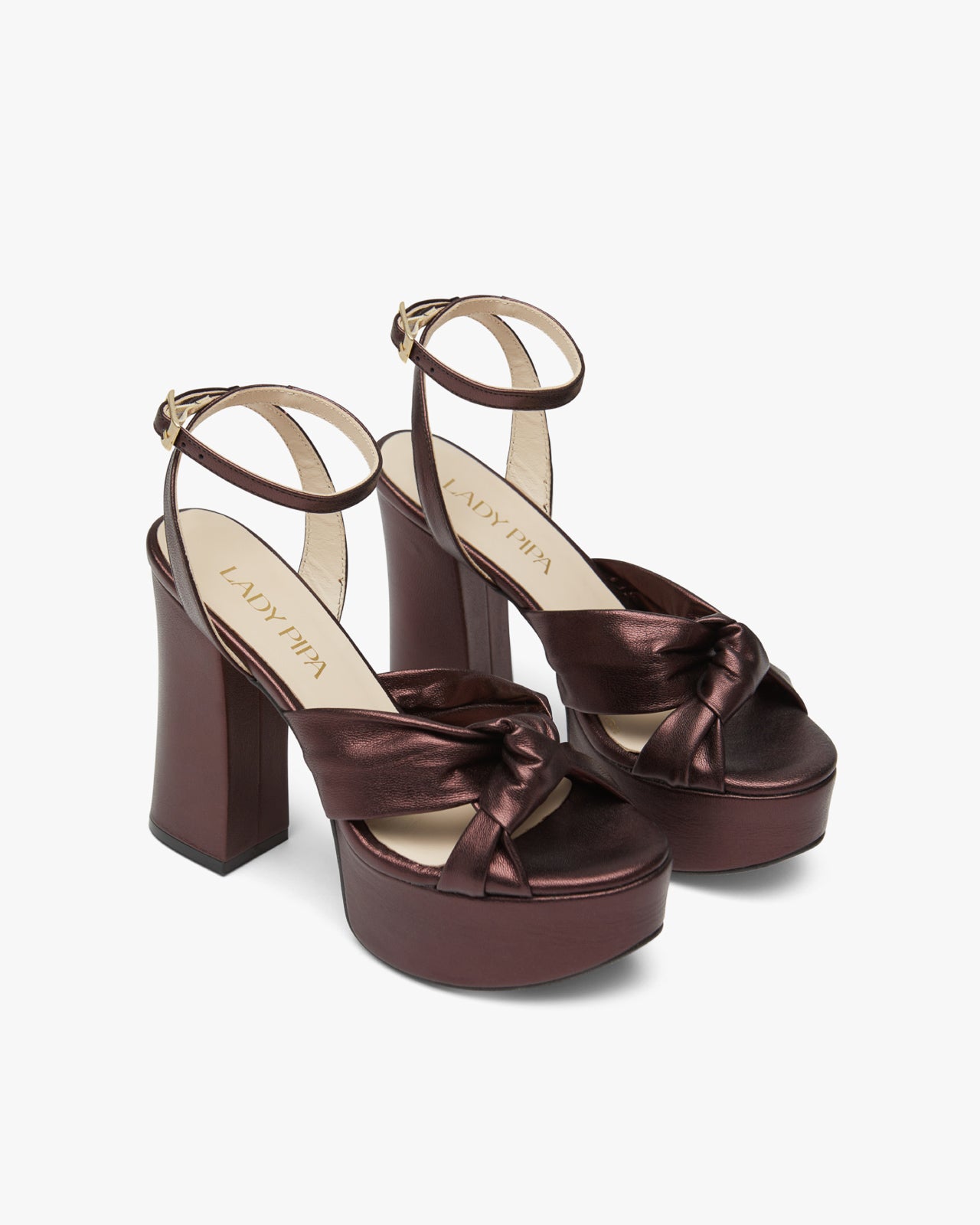 Sandales Greta Block Bordeaux Metal