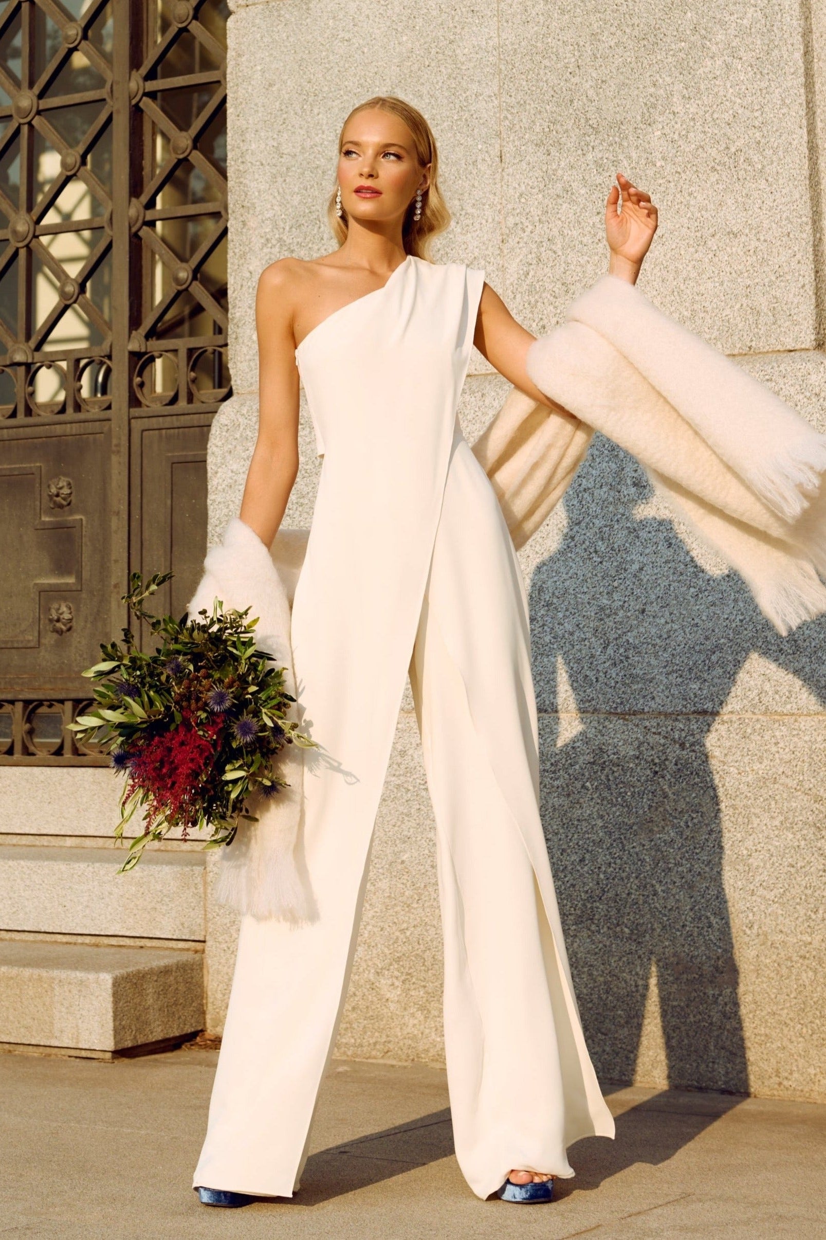 Novia Mono Vestir Boda Jumpsuit Monos Para Civil Boda Civil Mono