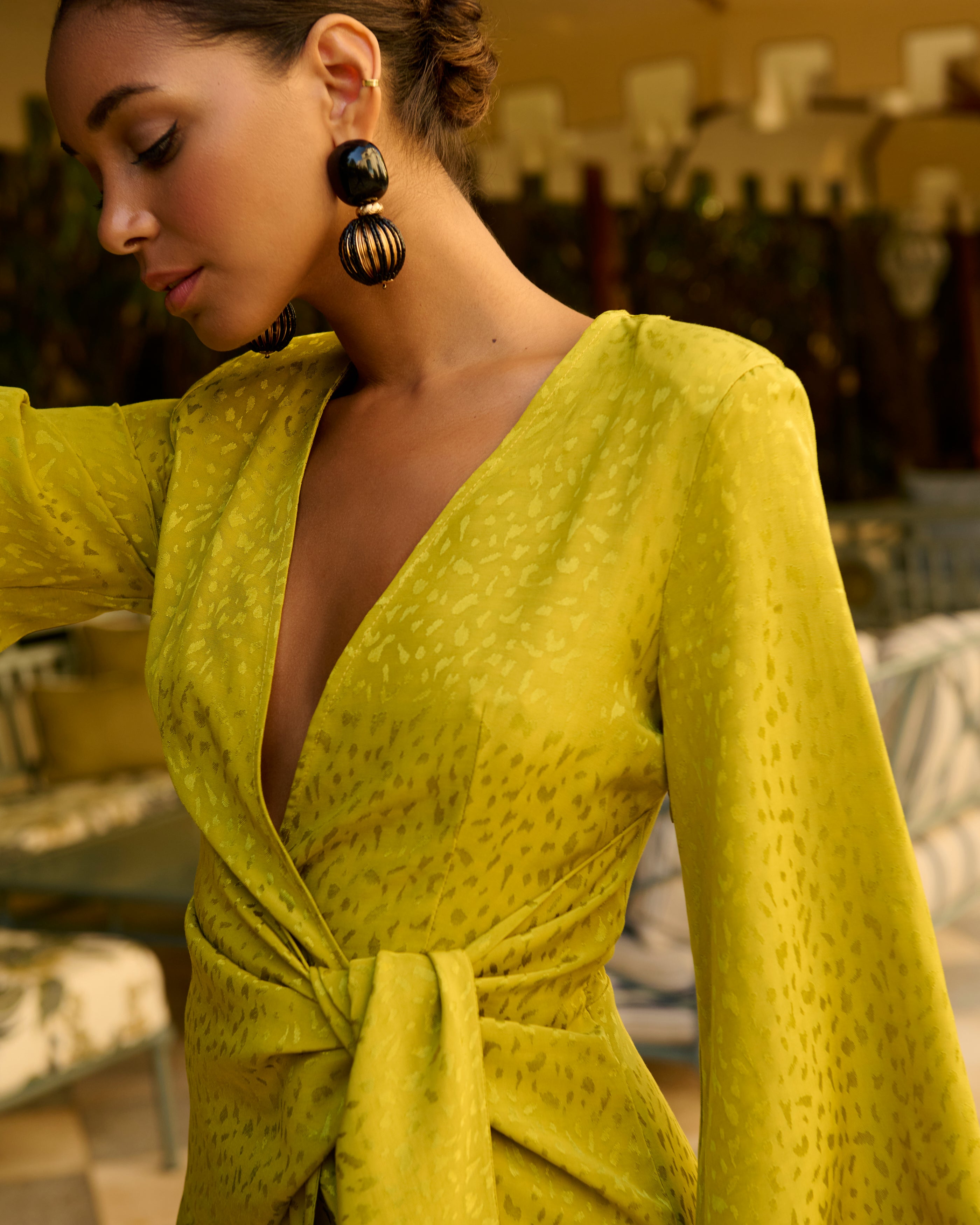 Vestido Anaís Jacquard oliva
