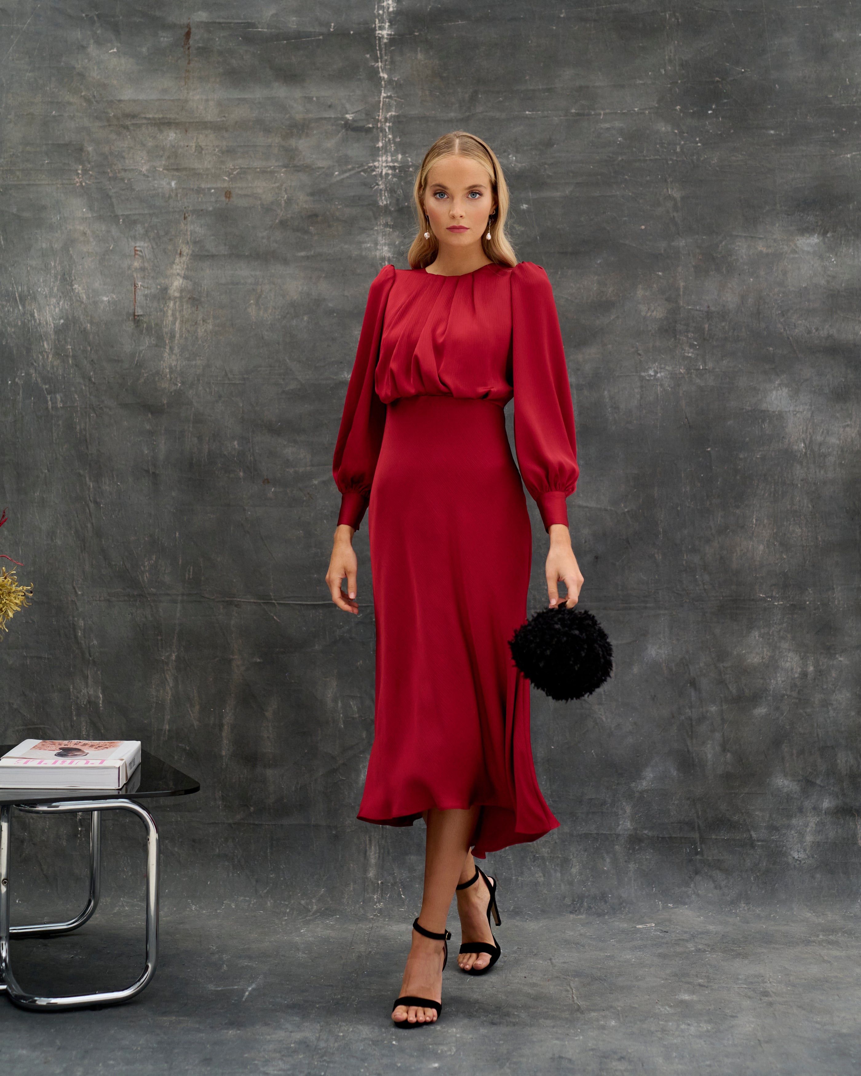 Janice Burgundy Dress