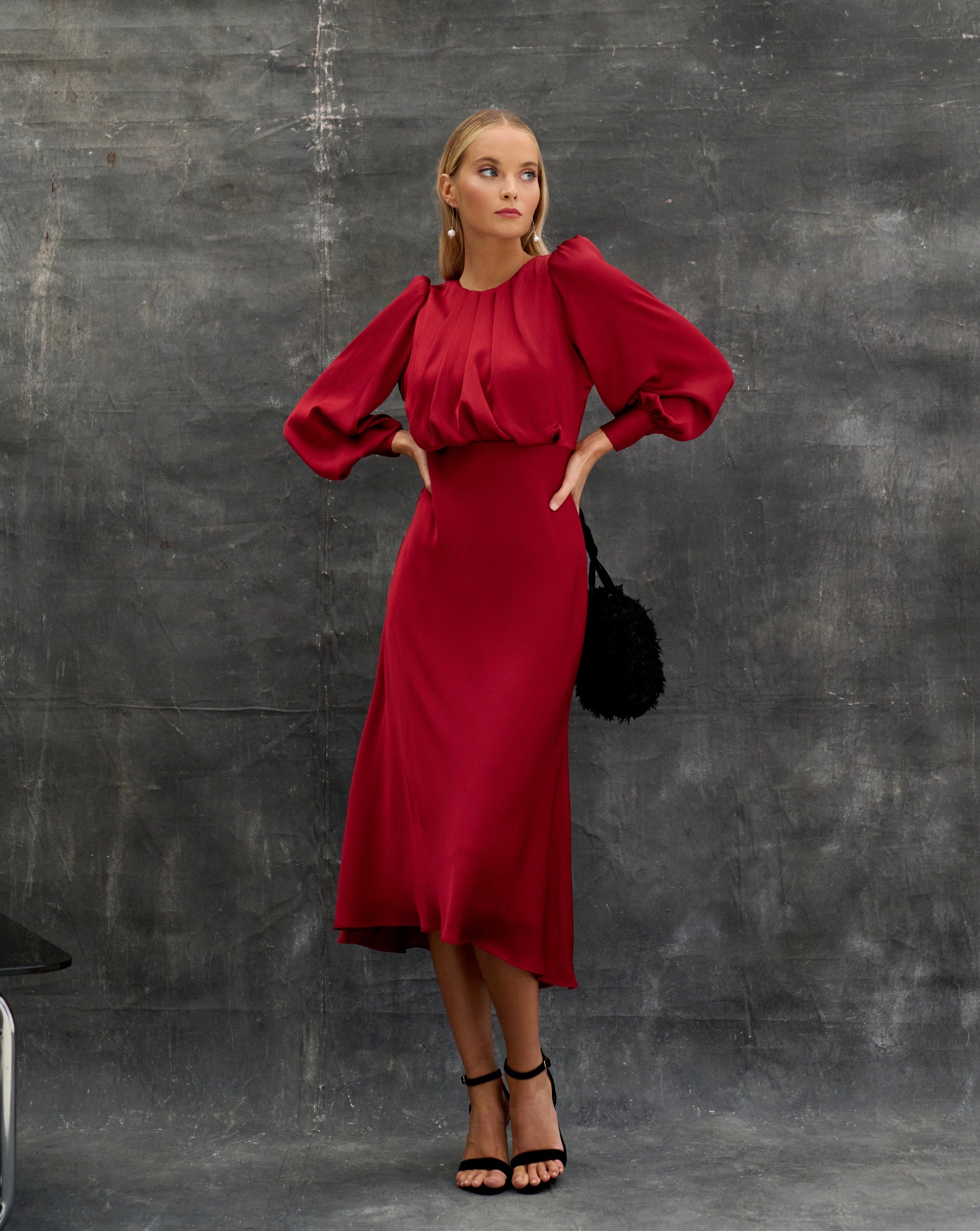 Janice Burgundy Dress