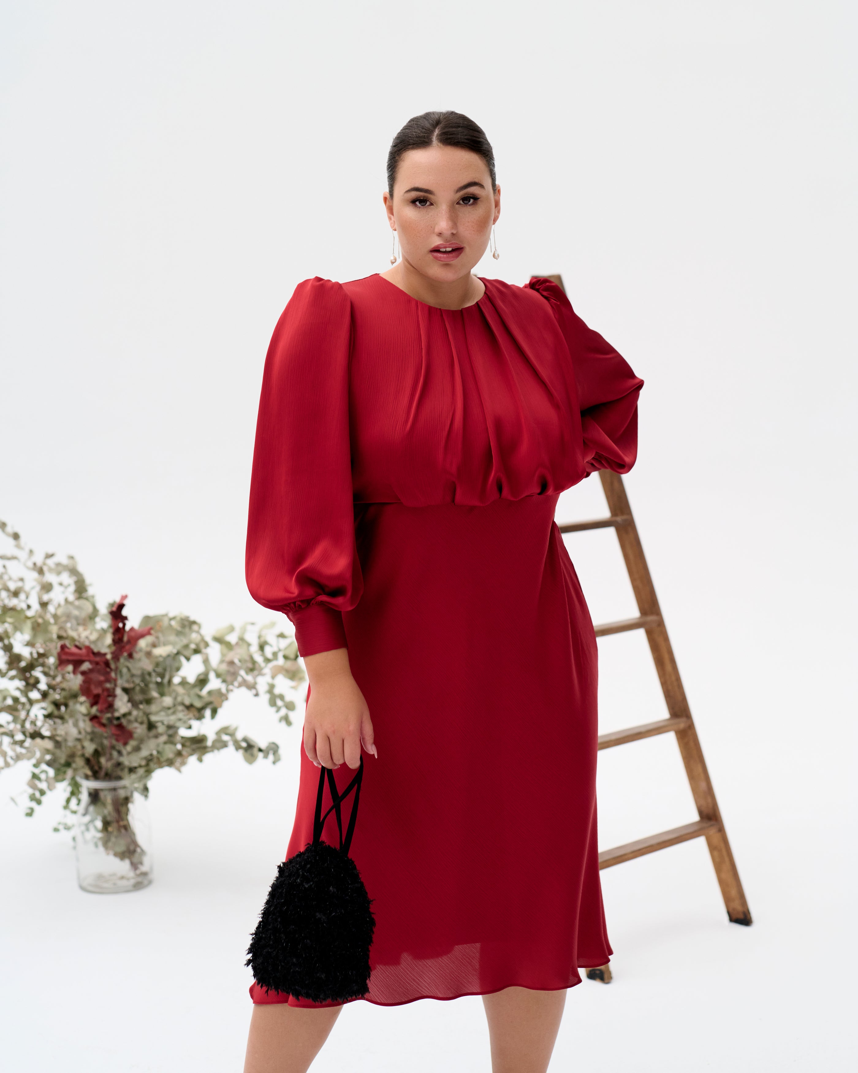 Janice Burgundy Dress