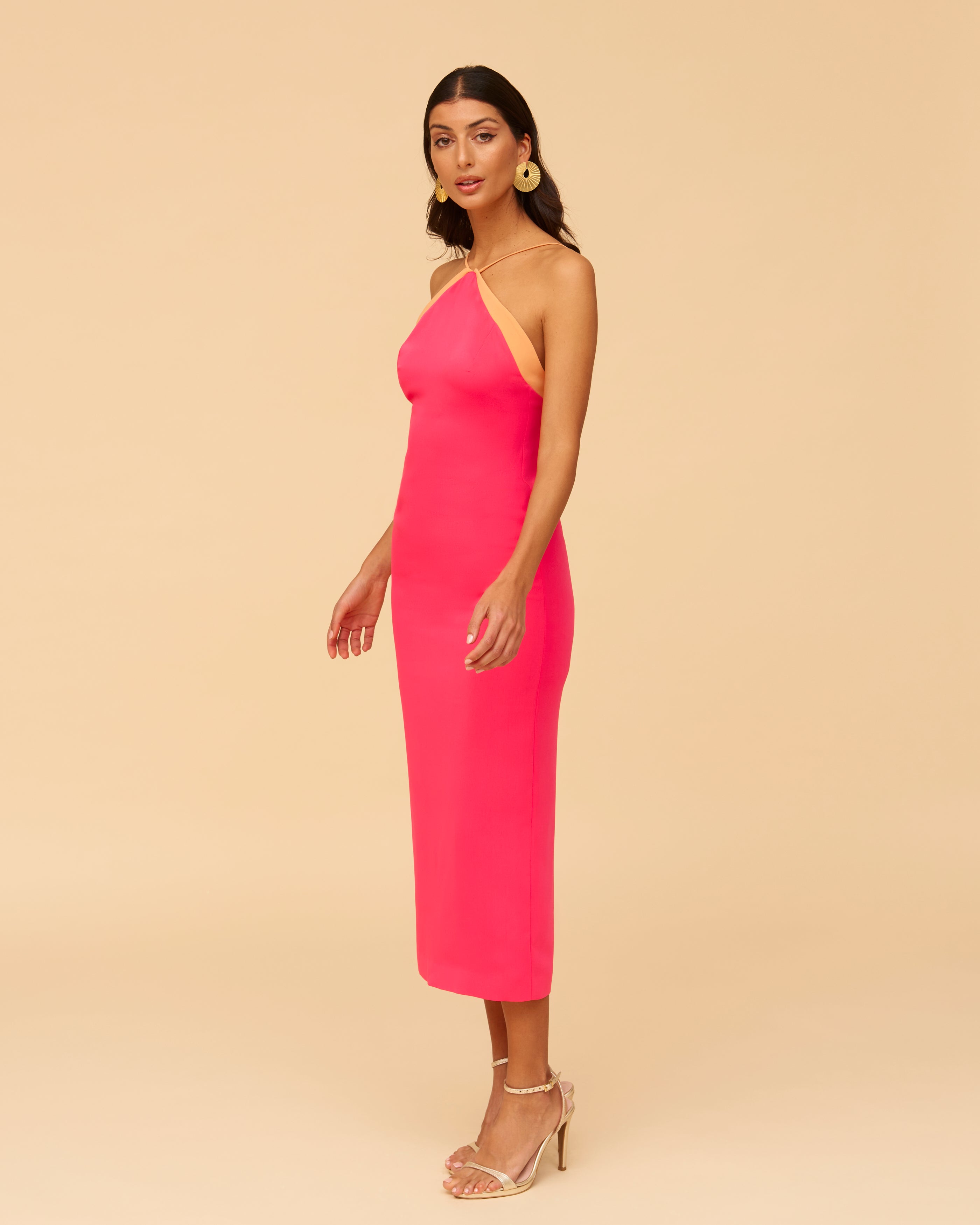 Vestido Pia Rosa y naranja