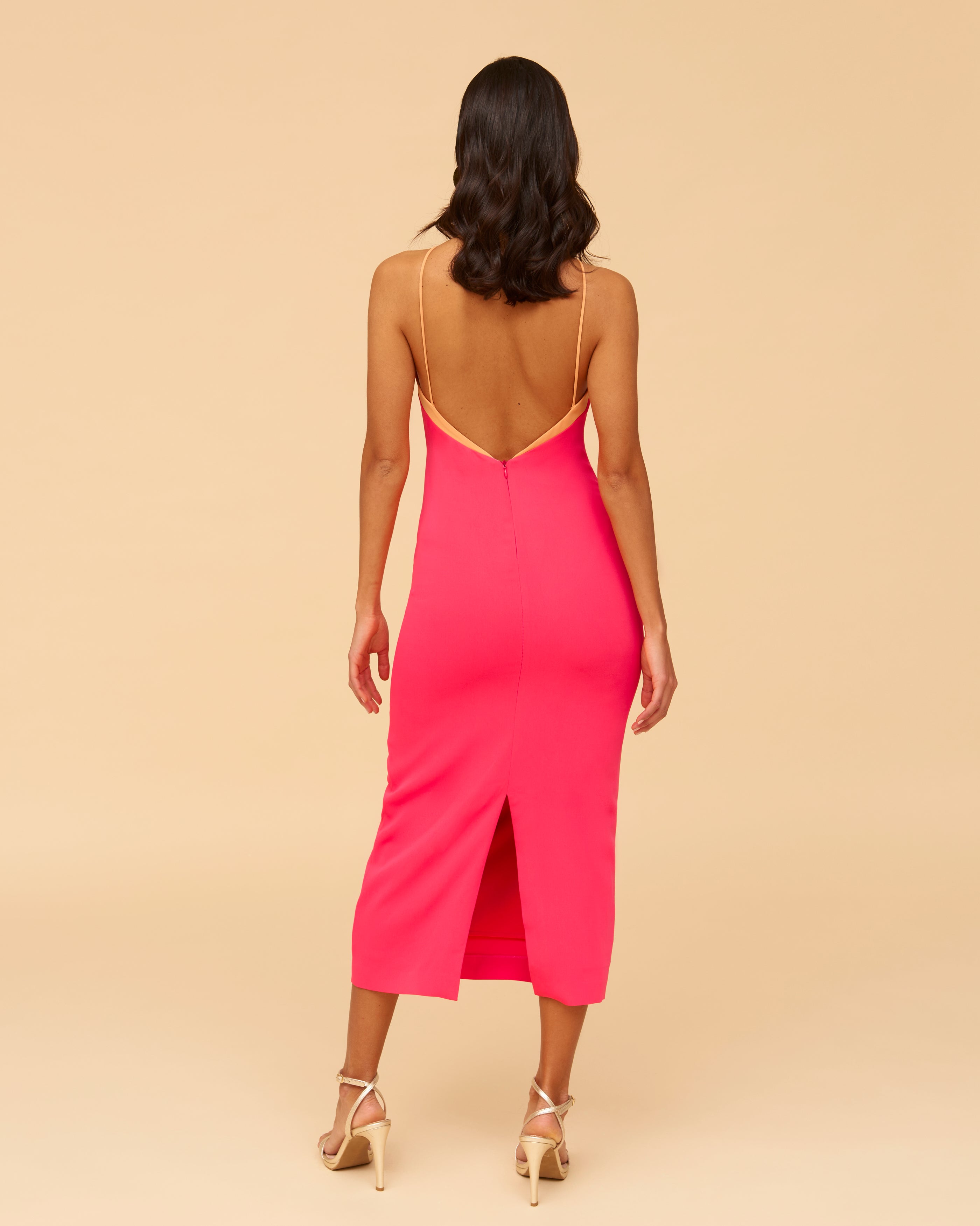 Vestido Pia Rosa y naranja