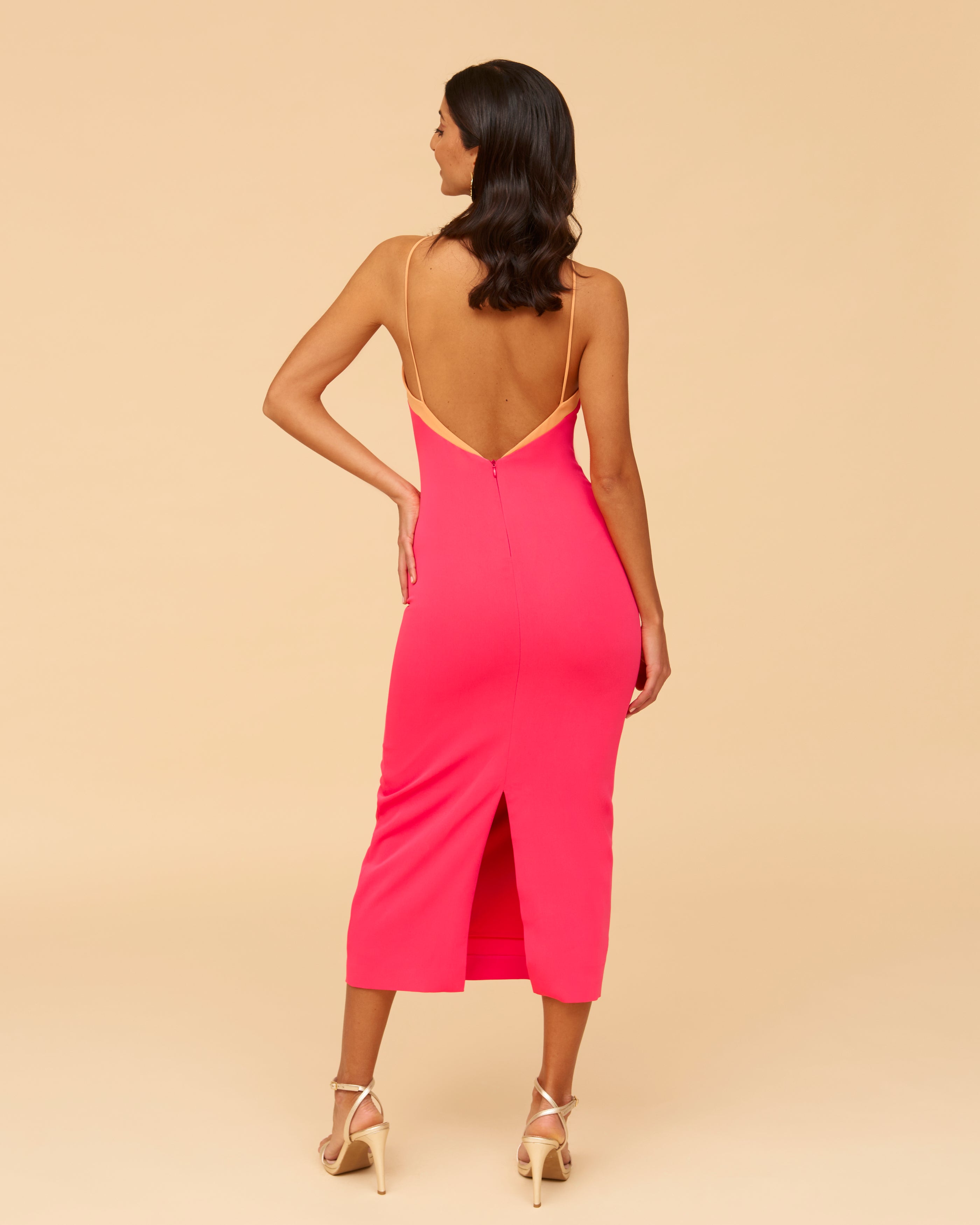 Vestido Pia Rosa y naranja