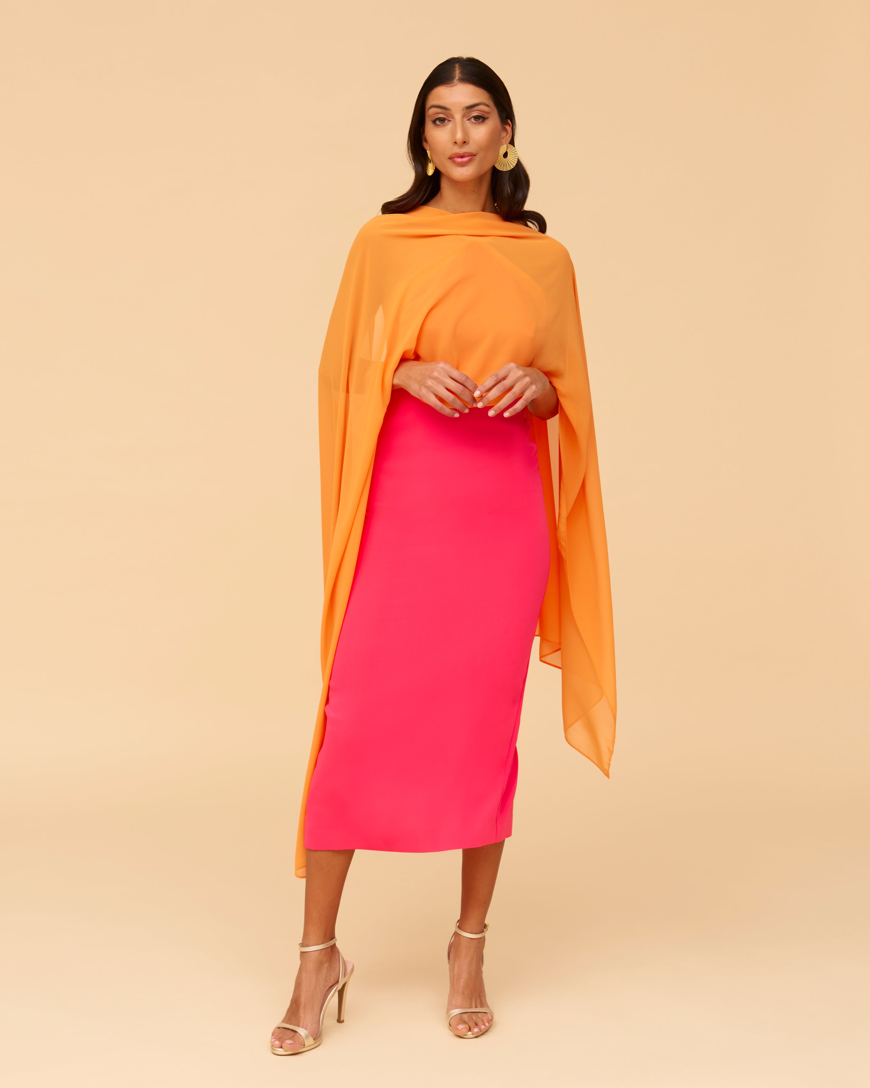 Vestido Pia Rosa y naranja