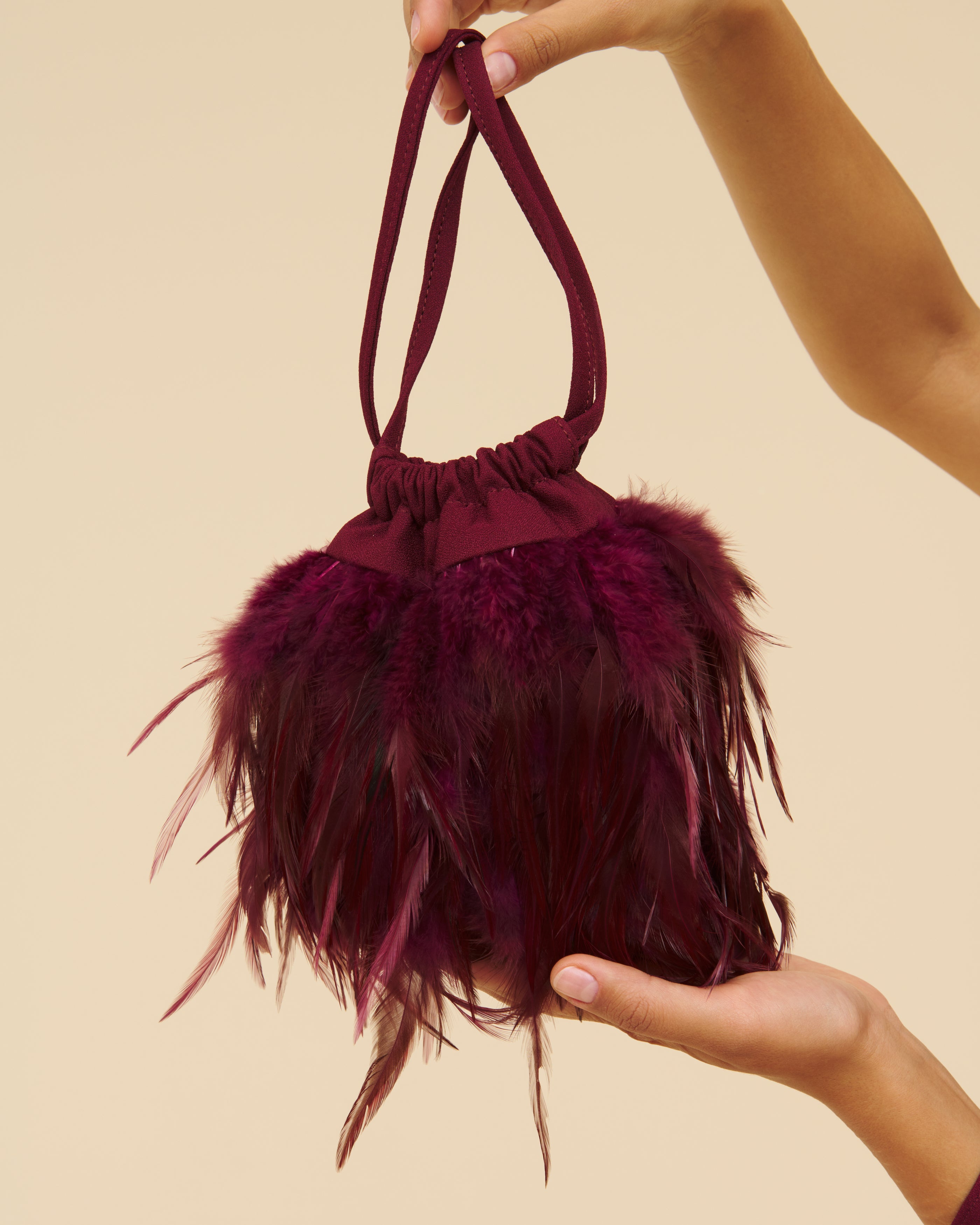 Bruna Feathers Burgundy Bag