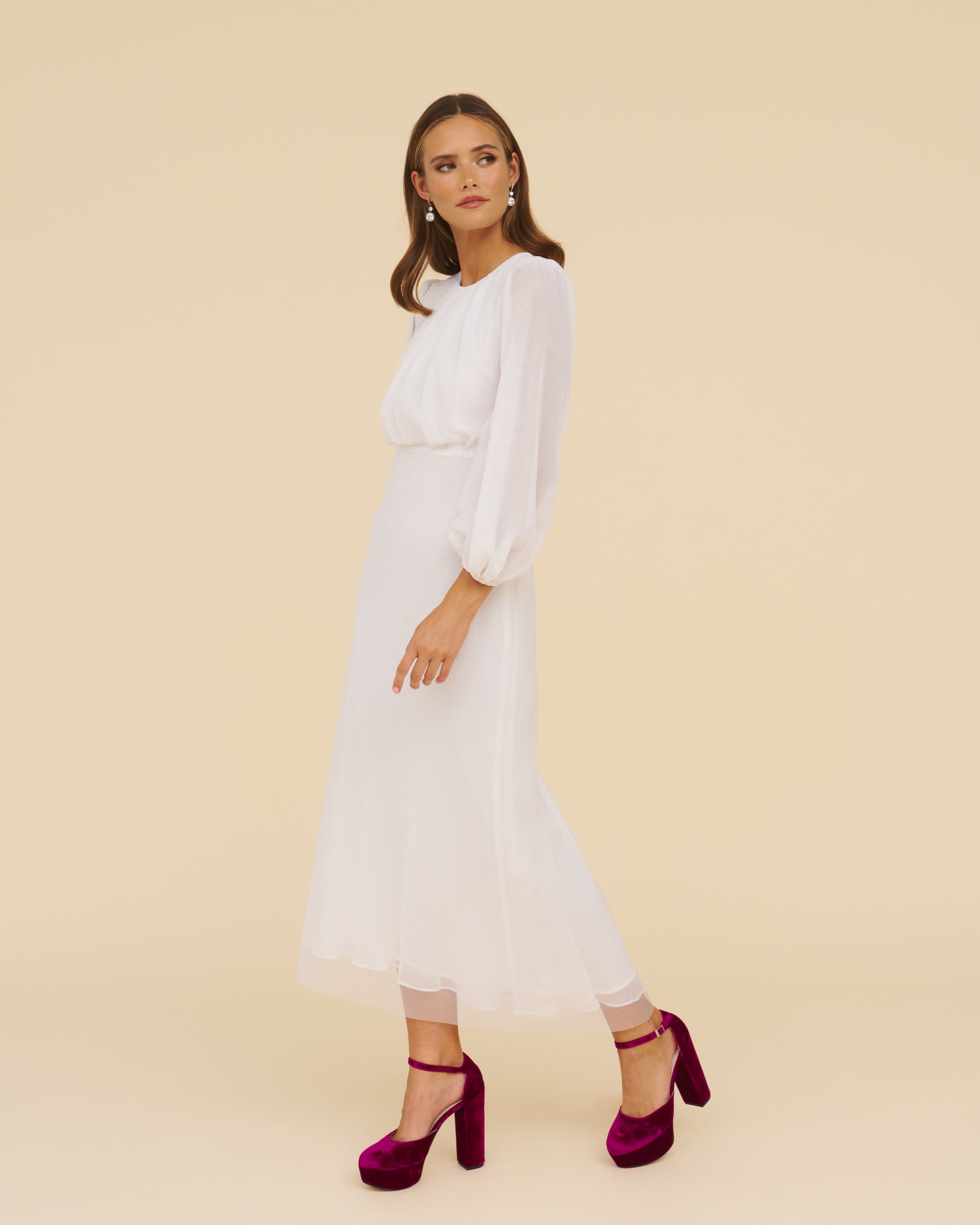 White dress hot sale with burgundy shoes