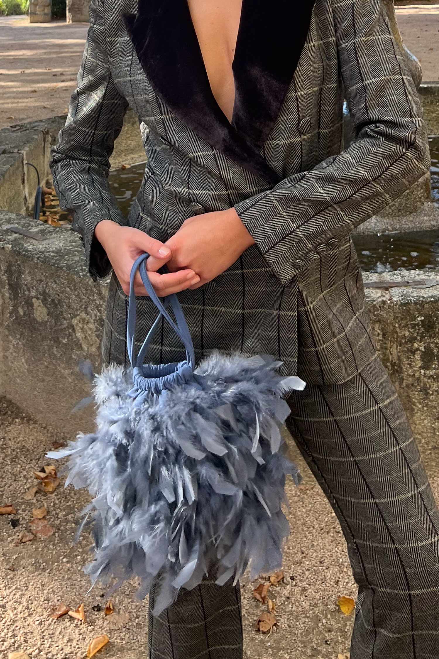 Bolso Bruna Plumas Antracita