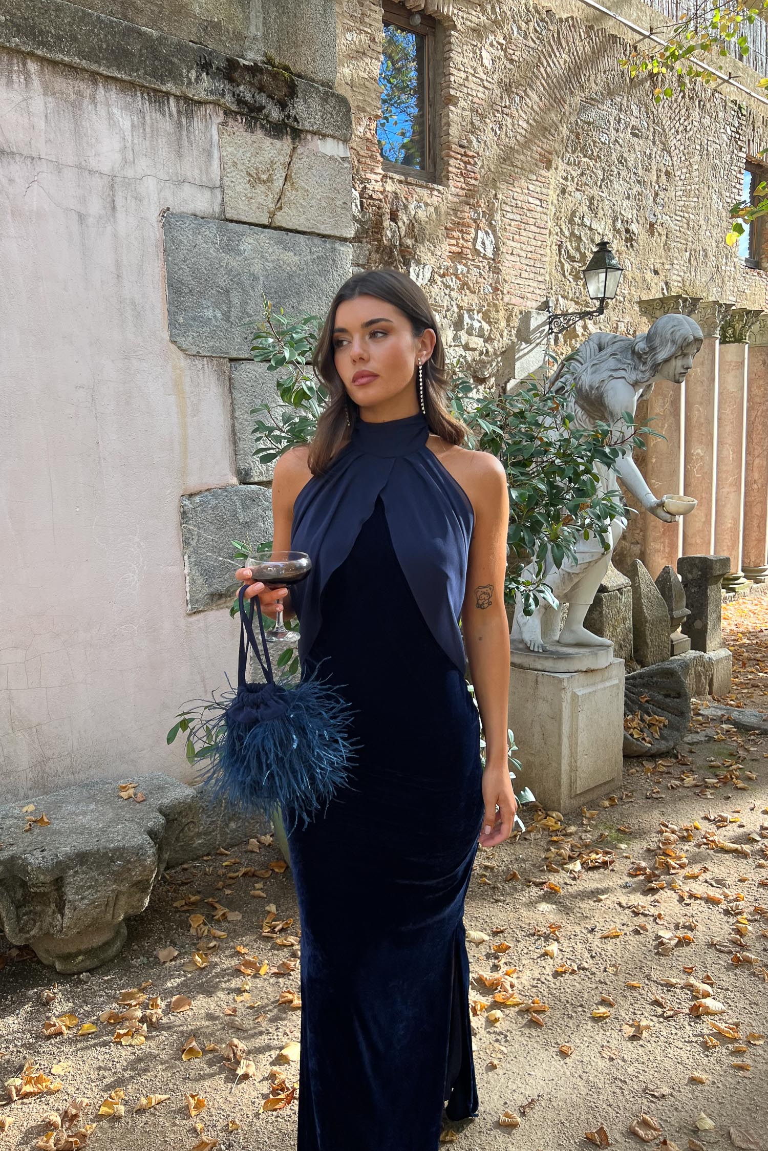 Bolso Bruna Plumas Azul marino