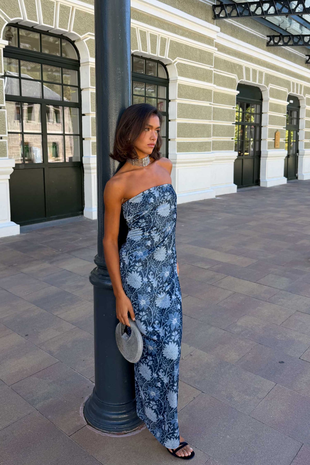 Vestido Salma Veludo Verbena Azul