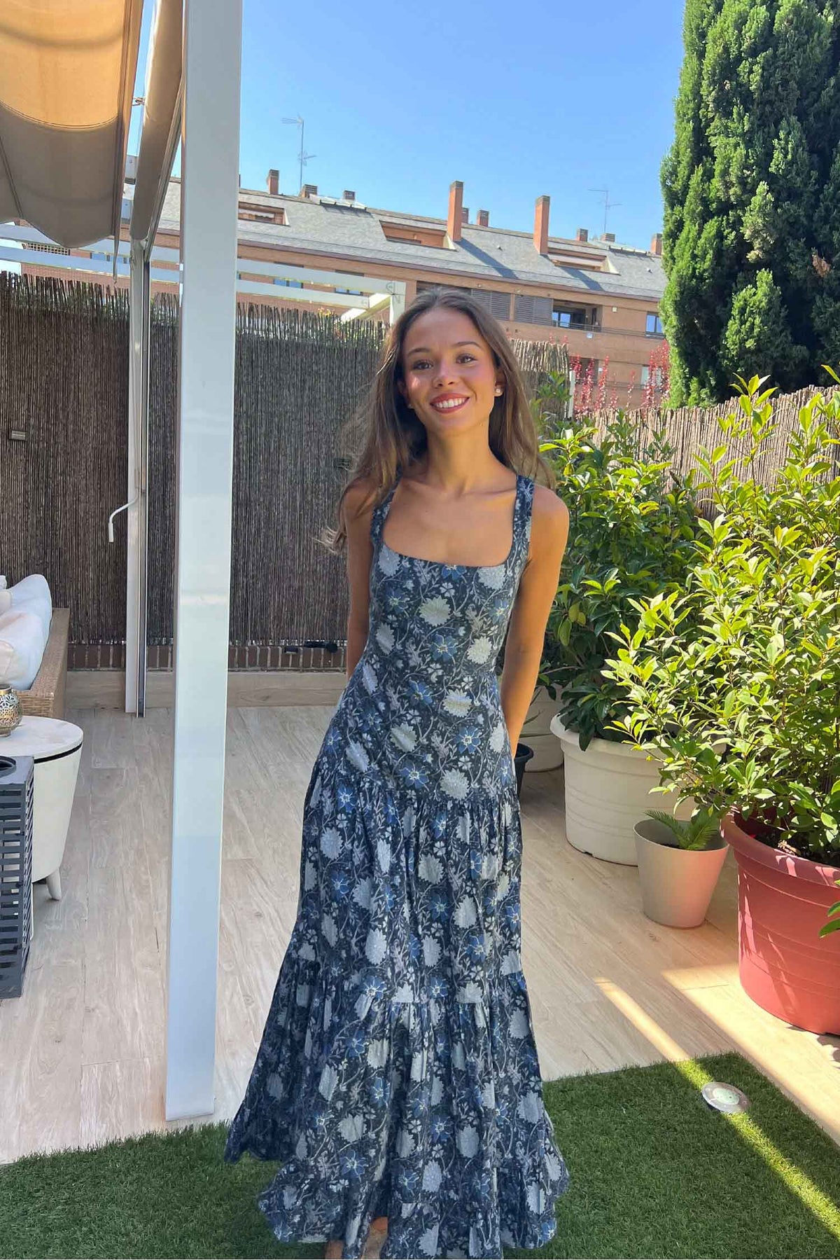 Carlota Dark Blue Verbena Dress