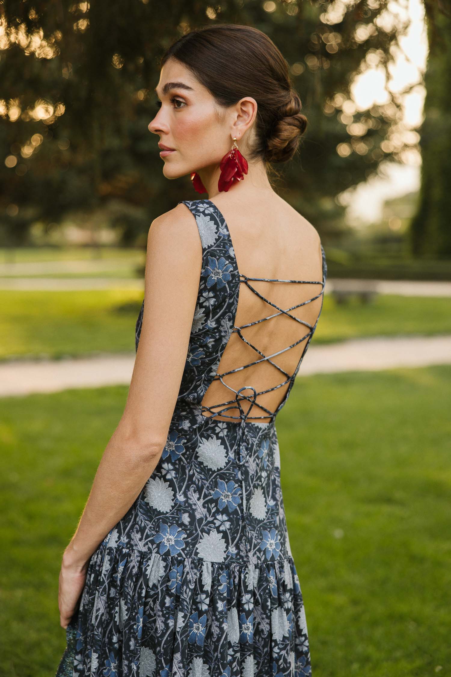 Vestido Carlota Verbena Azul Oscuro