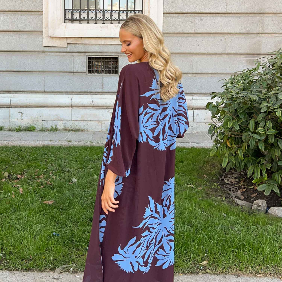 maxi dress with kimono cardigan Saiko Kimono Brown Varadero