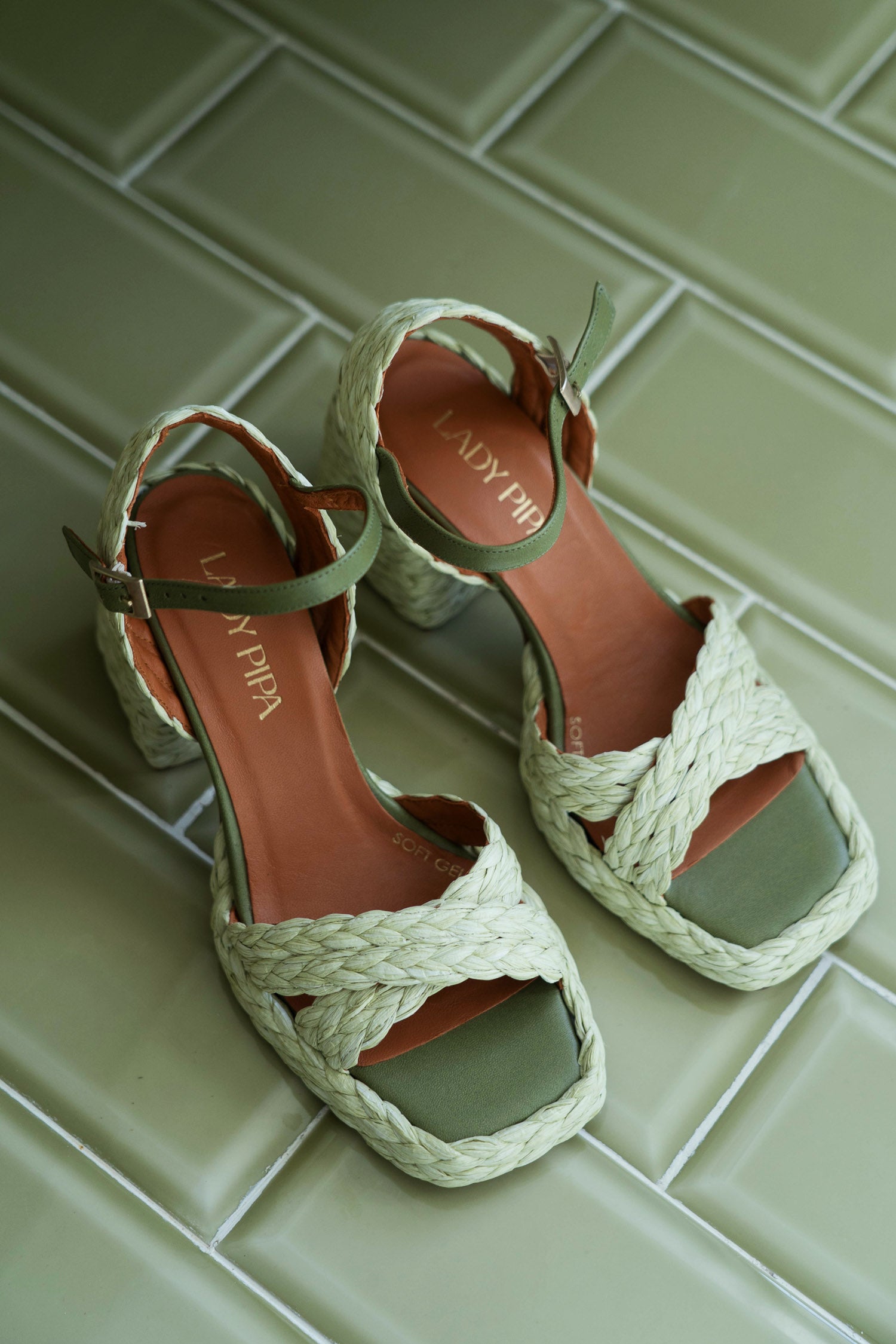 Dalia Sandals Olive Raffia