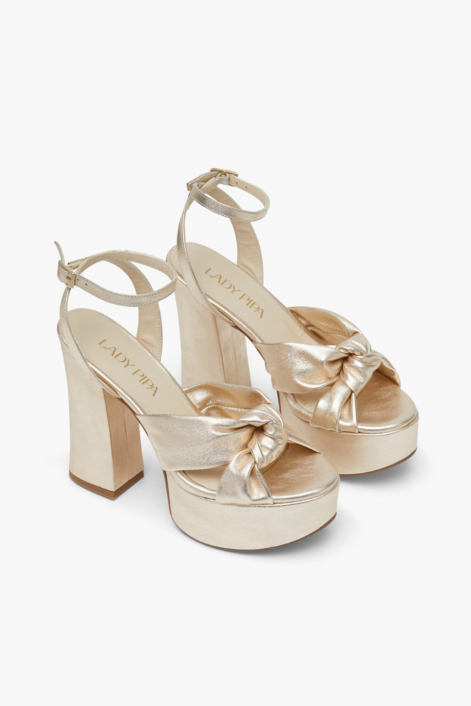 Greta Block Gold Sandals