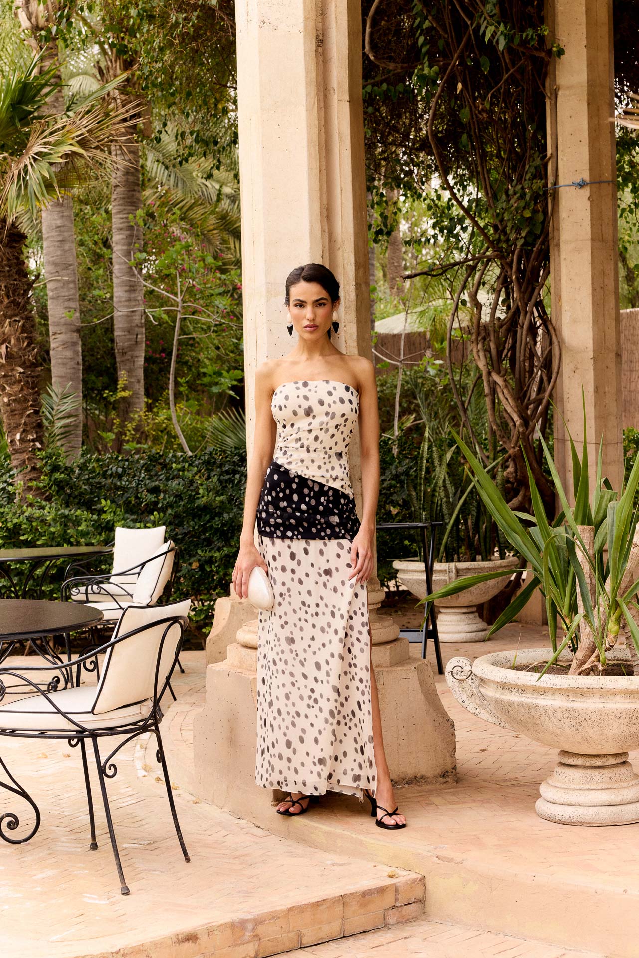 Vestido Camille Topos Crudo