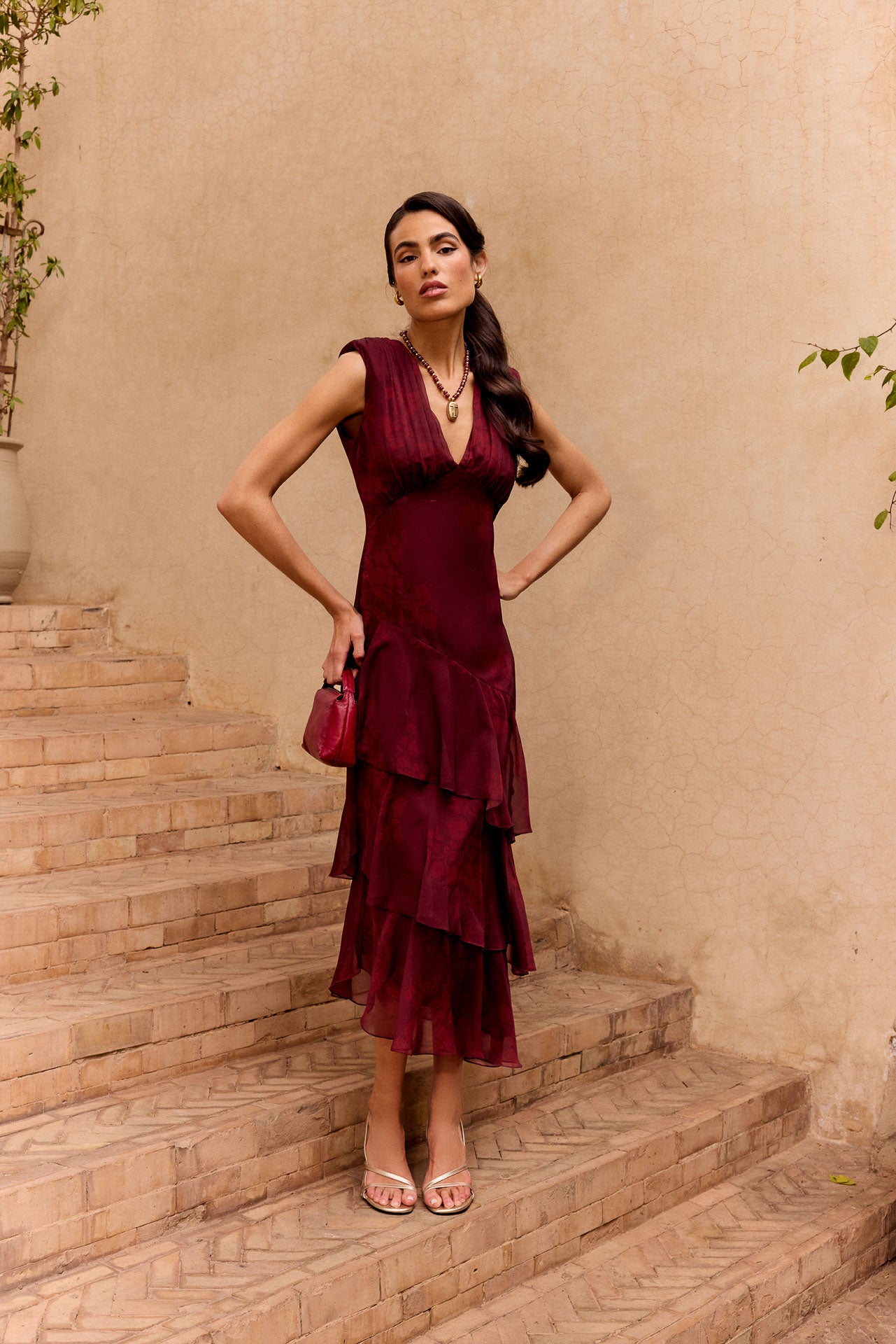 Vestido Sandara Ipé Granate