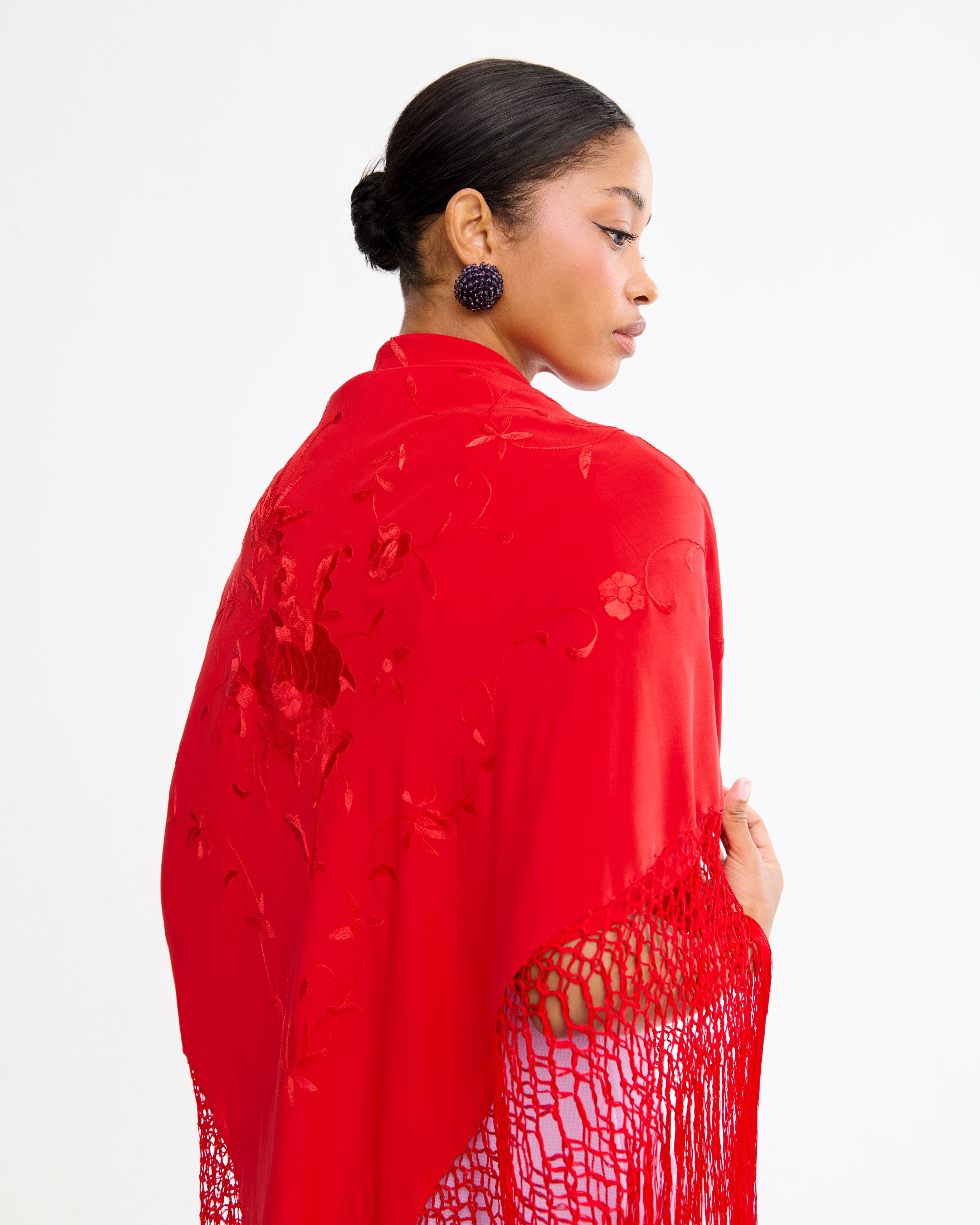 Red Manila shawl