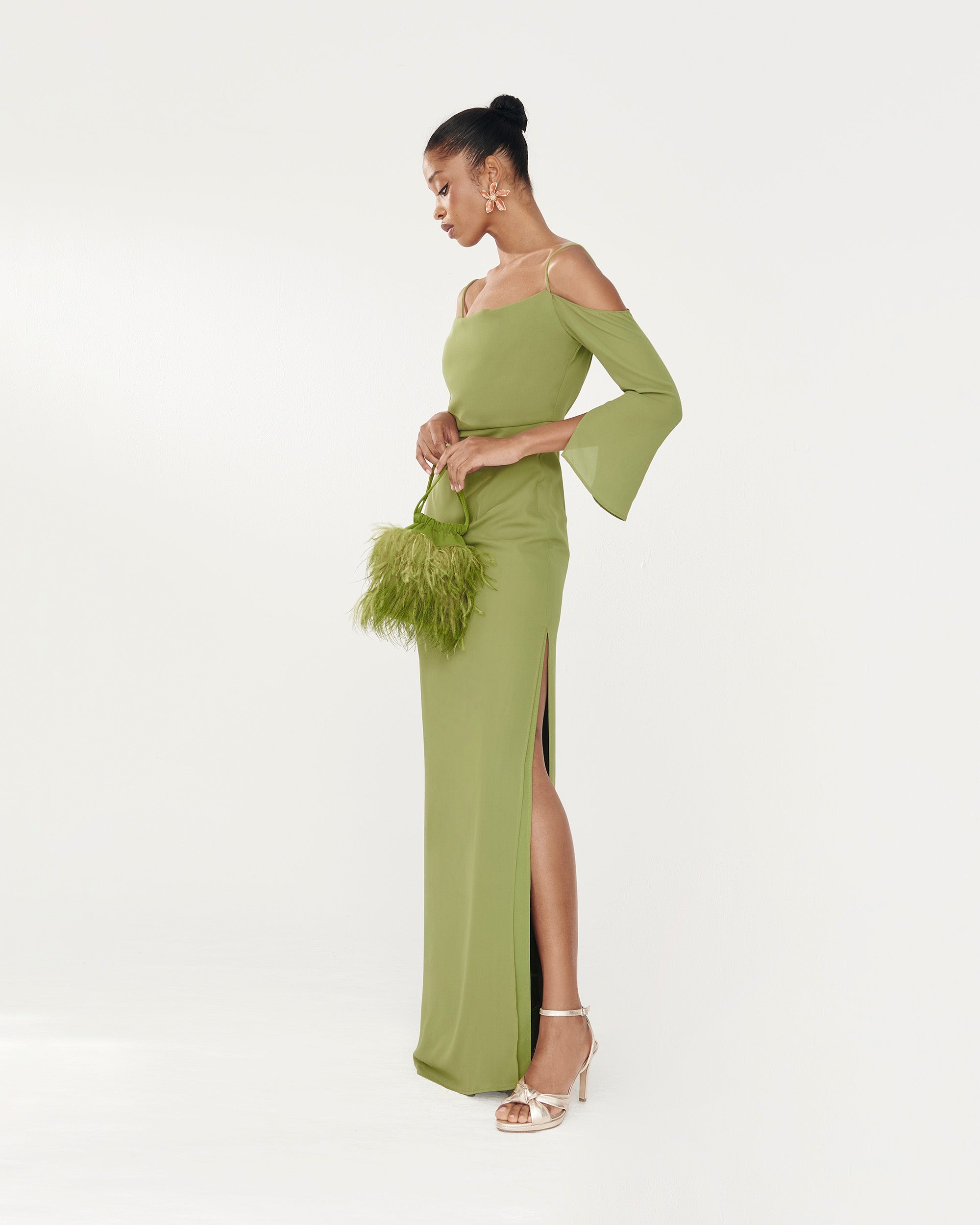 Bruna Feathers Lime Bag