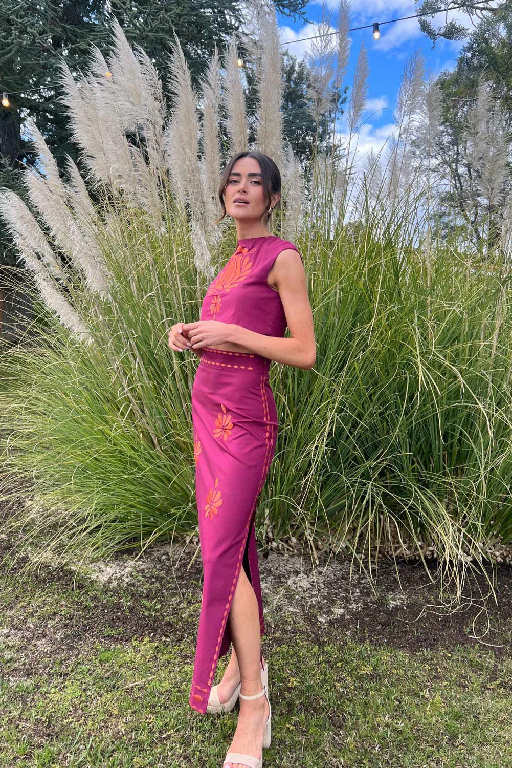 Falda Dune Vino Bordado