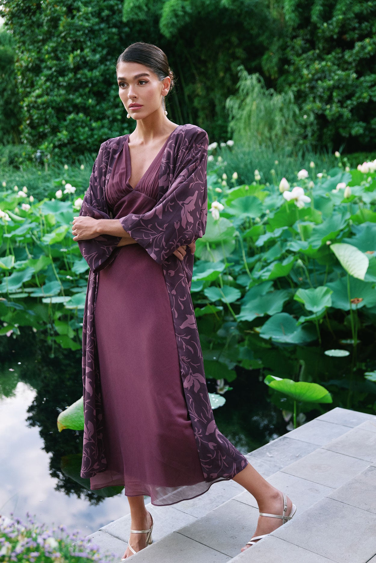 kimono dress purple Purple Flower Kimono Gown for Girls