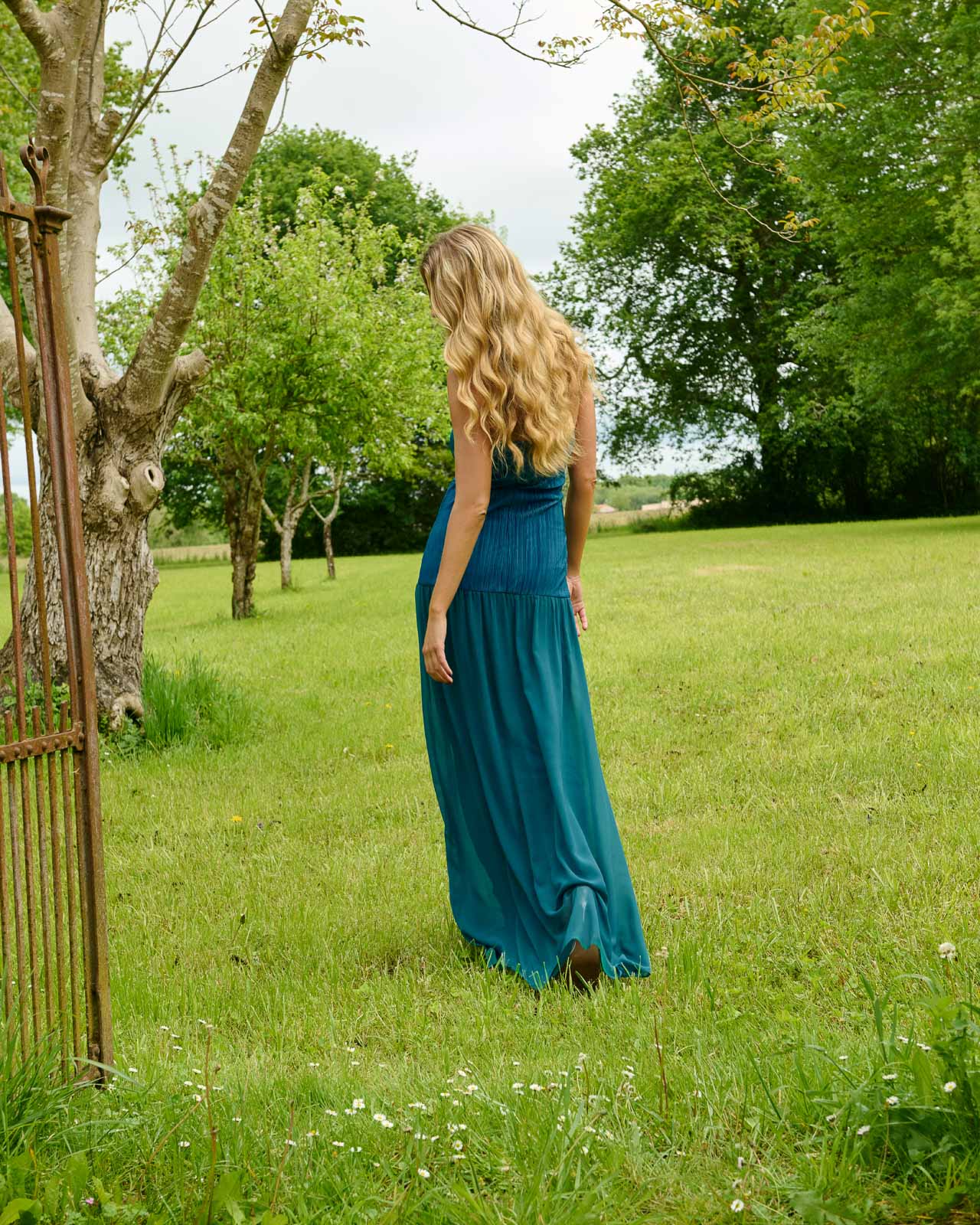 Vestido Maria Azul petróleo
