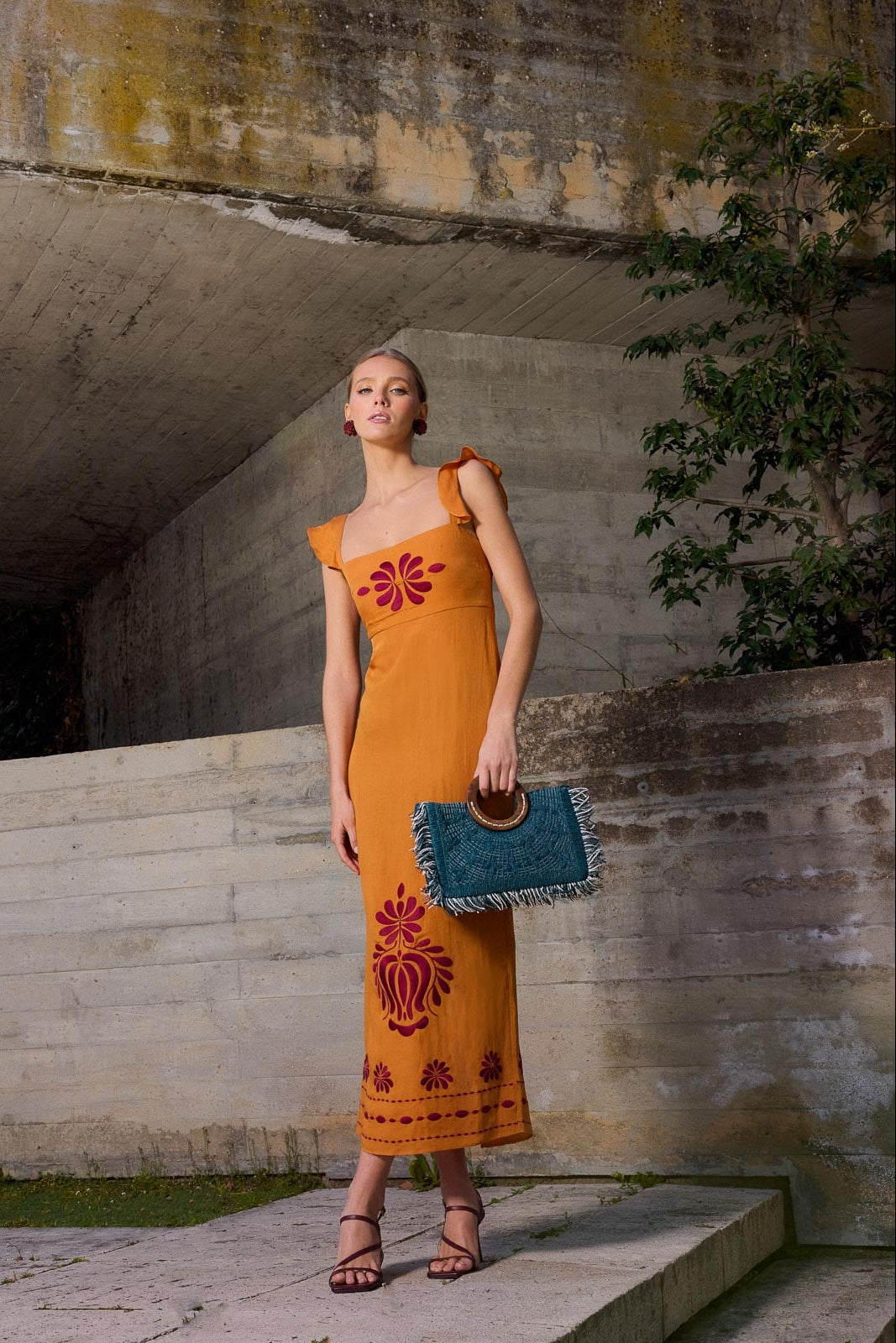 Samira Copper Embroidery Dress