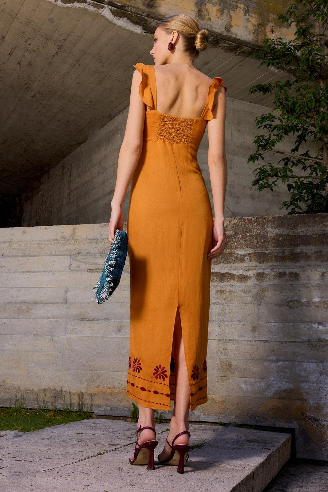 Samira Copper Embroidery Dress