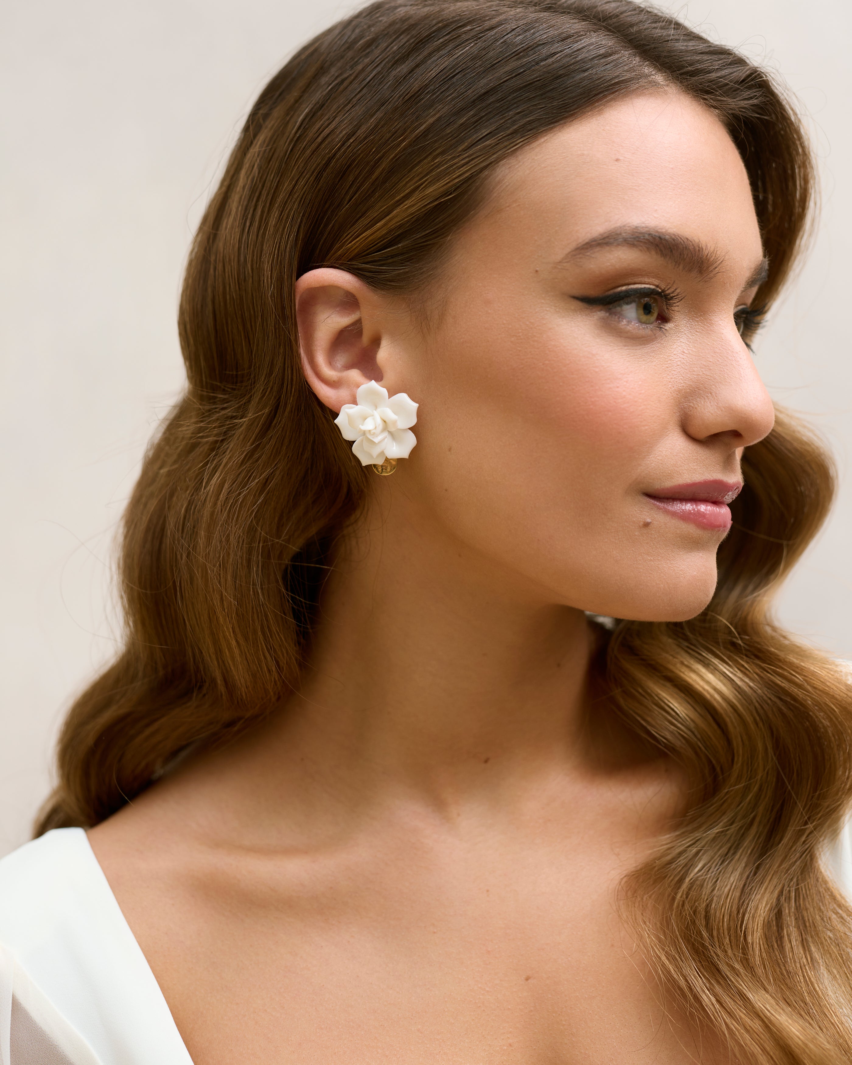 Bora White Earrings by Verbena