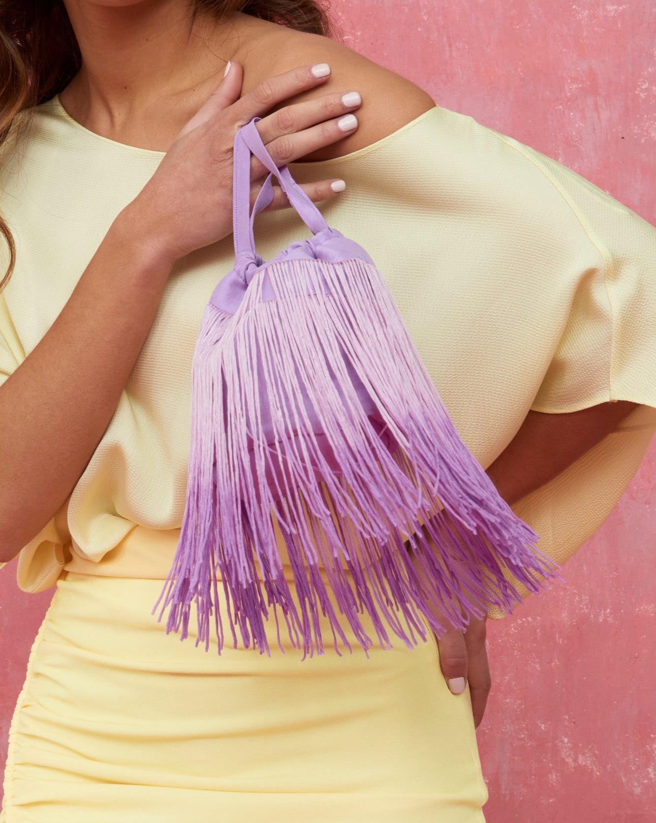 Bruna Lavender Fringes Bag