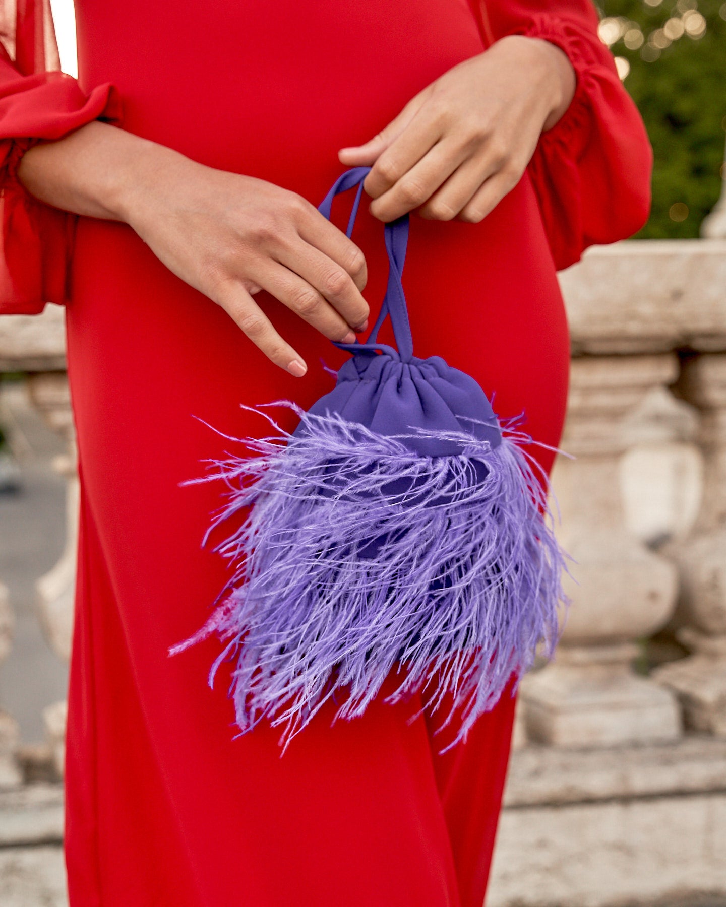 Bruna Feathers Purple Bag